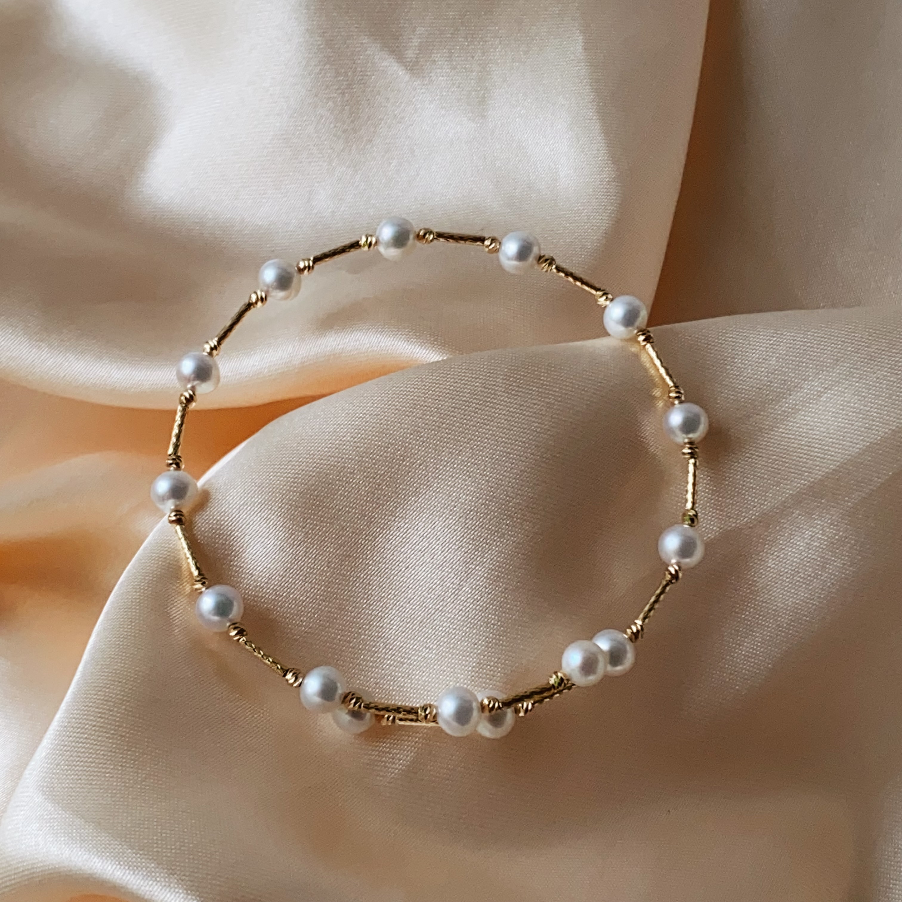 18k真金爆闪正圆无暇淡水珍珠满天星手镯气质百搭天然不挑人