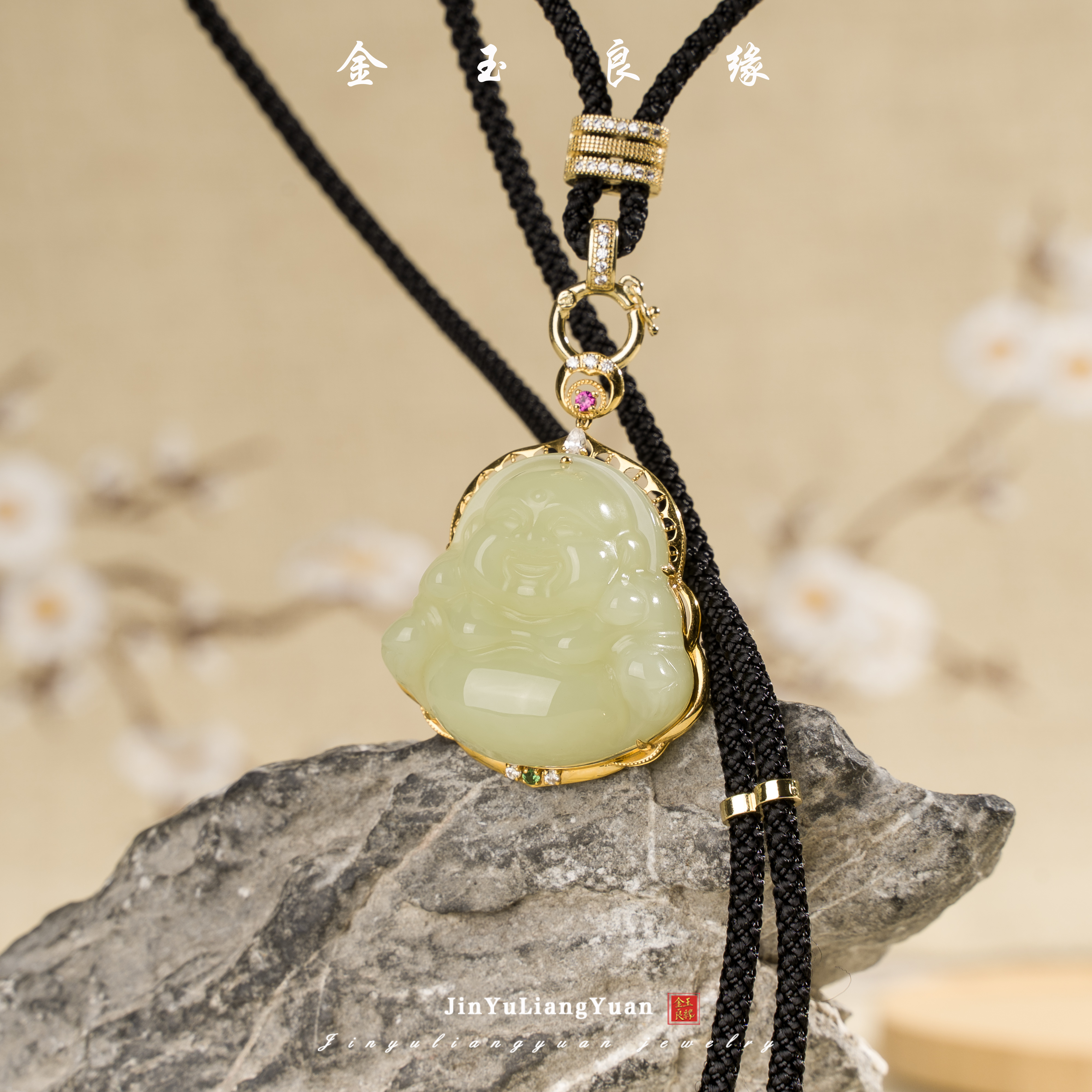 金玉良缘 和田玉黄口料佛公 轻奢时尚百搭手工编绳