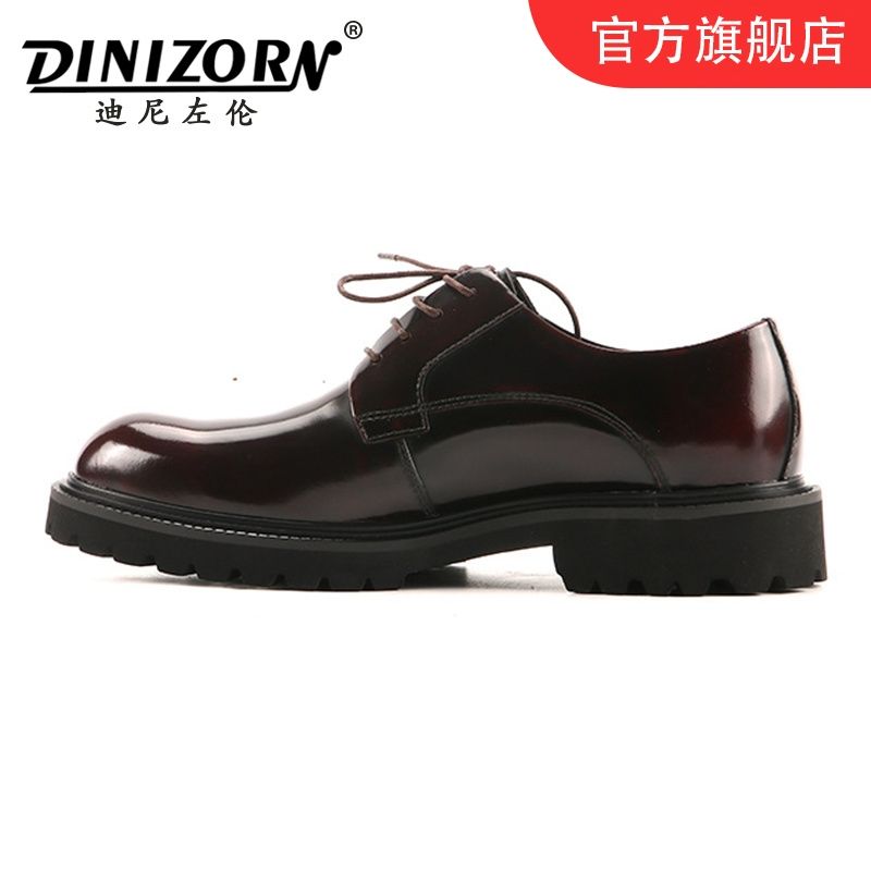 迪尼英伦风时尚左伦新款休闲商务正装皮鞋真皮男士低帮透气厚底