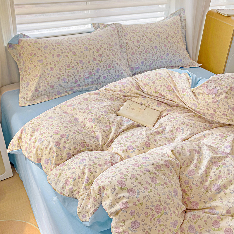 纯棉小清新全棉13070印花四件套碎花斜纹被套床单床上用品三件套