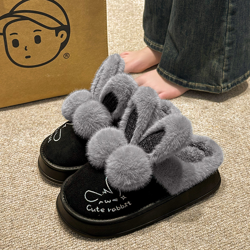 加厚棉拖鞋女士秋冬季新款踩屎感加绒保暖居家月子拖鞋防滑棉鞋女
