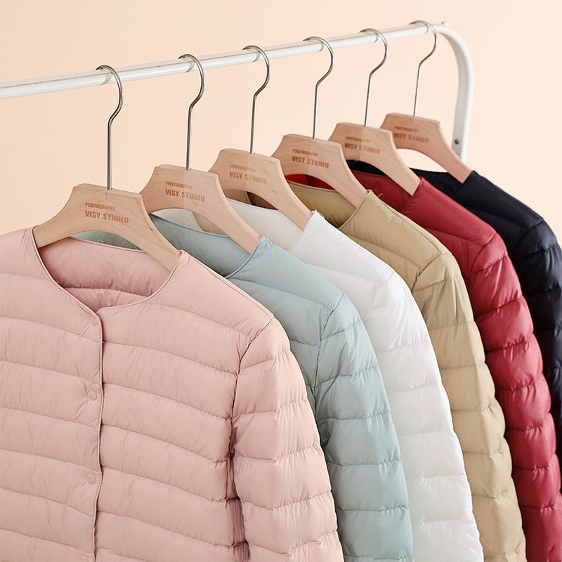 羽绒衣20233年新款轻薄羽绒衣服女短款圆领保暖内胆秋冬无领修身
