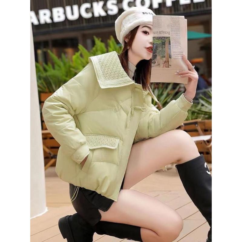 羽绒衣棉衣小香风羽绒服女冬季新款小仙女娃娃领粉紫色保暖外套潮