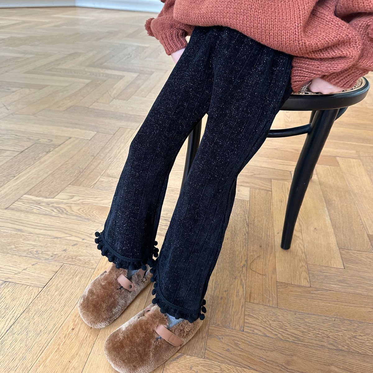 【小扬哥推荐】女童加绒喇叭裤秋冬款2023新款儿童洋气微喇休闲裤