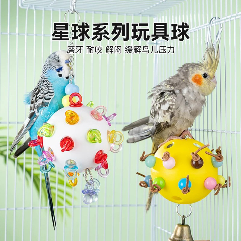 鹦鹉玩具彩珠星际球中小型鸟啃咬娱乐解闷开发智力破坏娱乐防咬毛