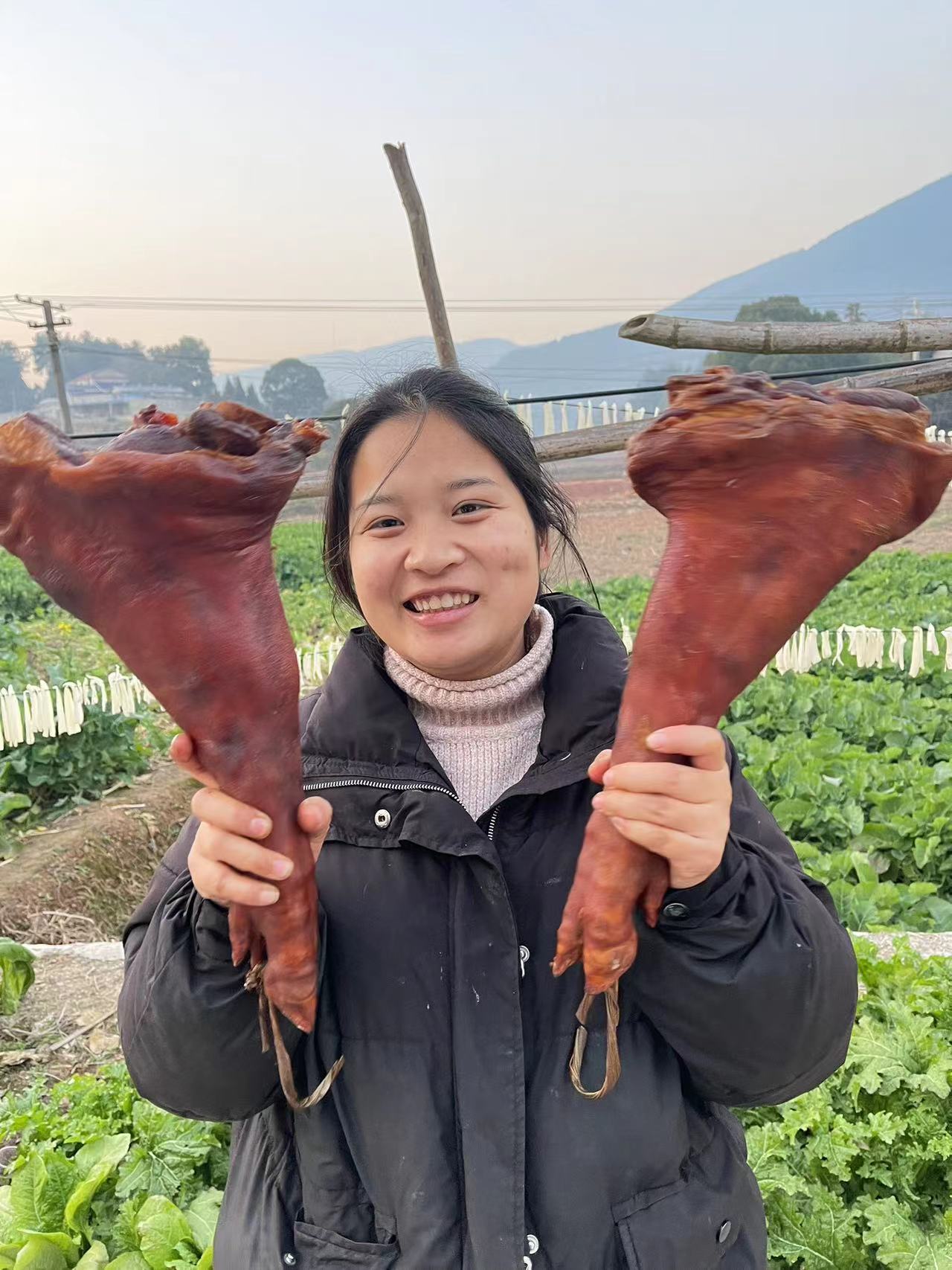 【 熊九零】3号链接腊猪脚湖南特产土特产农家柴火烟熏散装真空包装