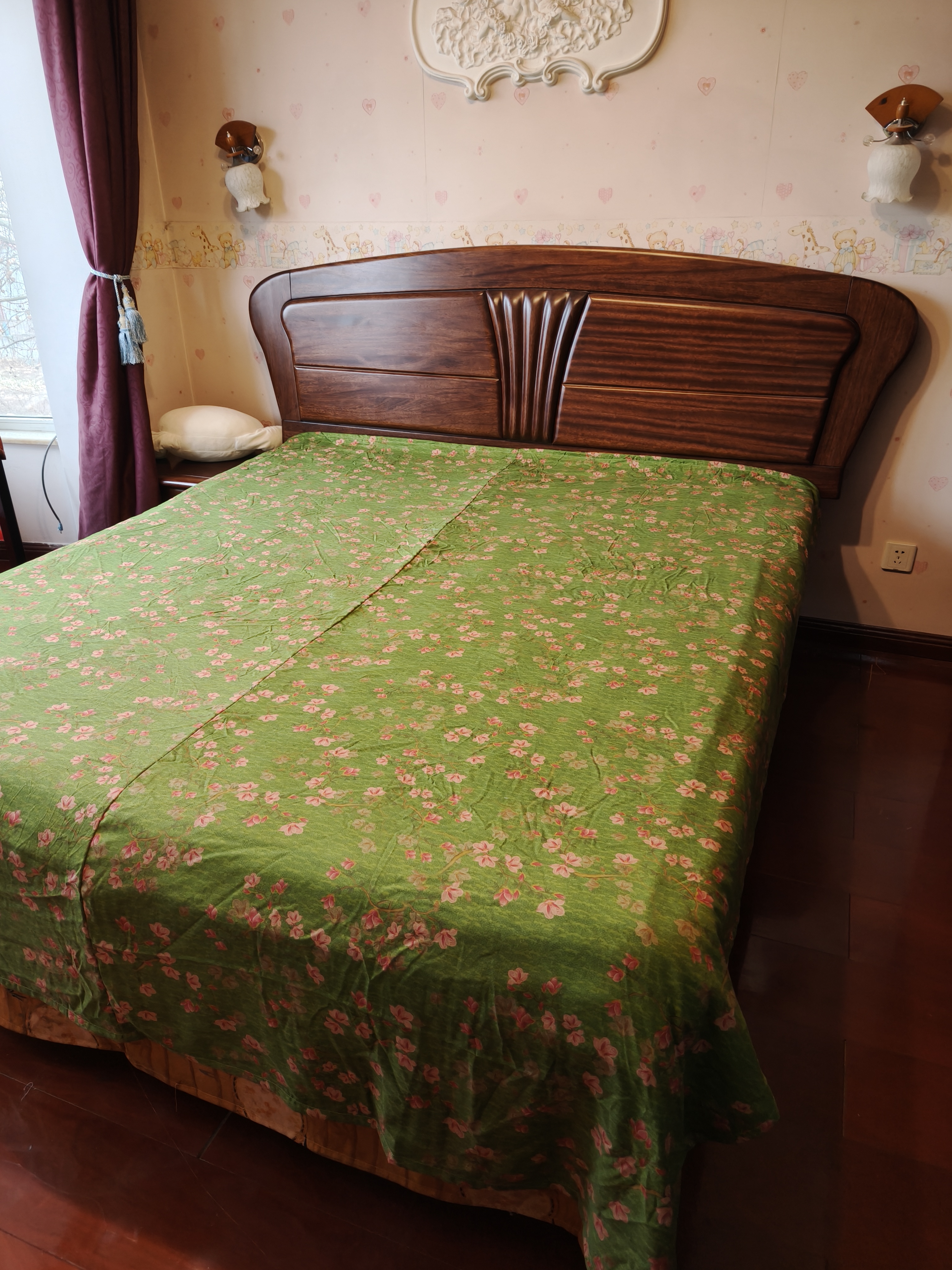 绢纺老料红云纱45姆米百分百桑蚕丝床单