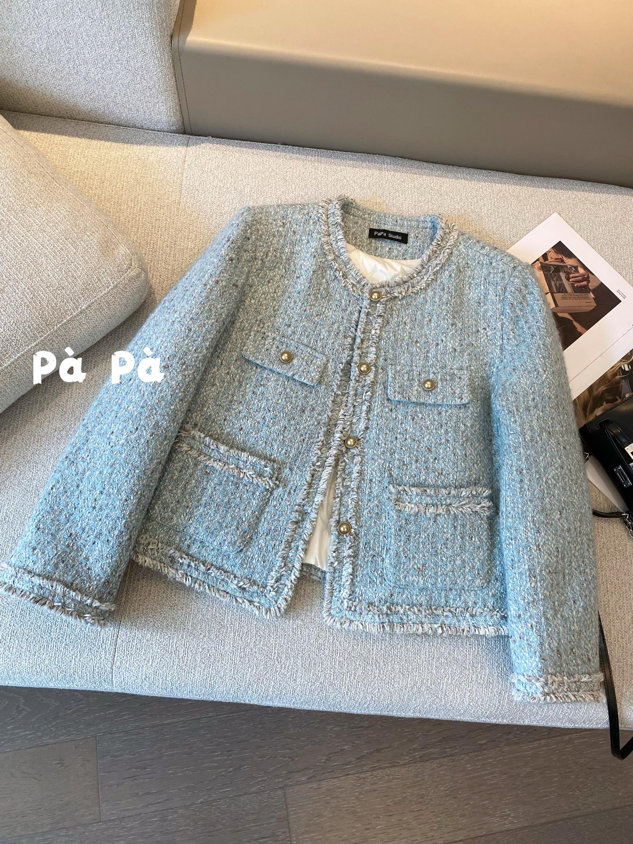 2024冬季新款小香风外套女冬高级感气质法式名媛设计感粗花呢上衣