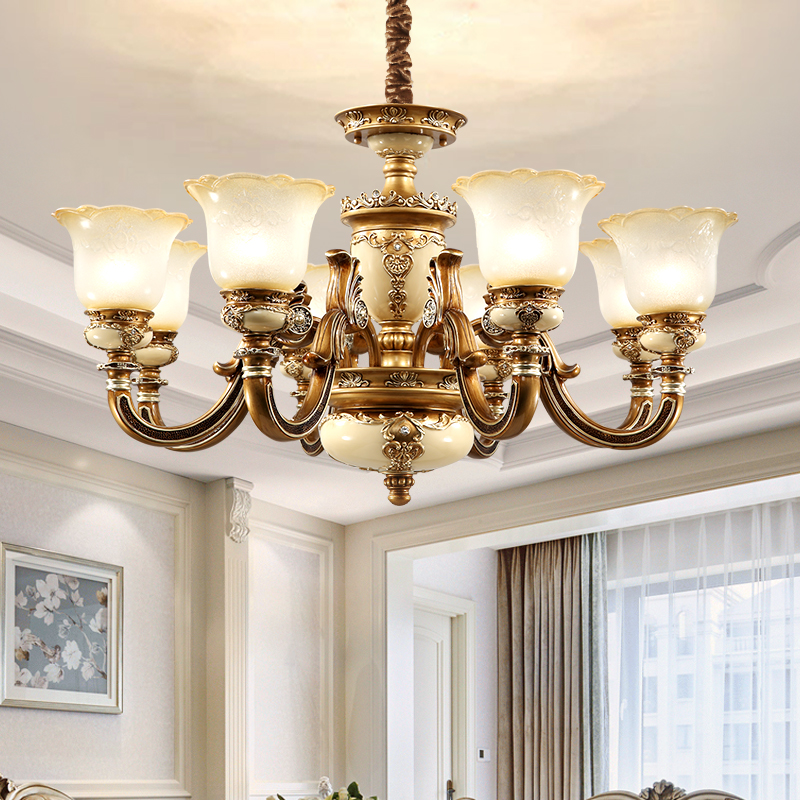 欧式客厅吊灯2025年新款美式复古灯奢华大气高档别墅餐厅卧室灯具