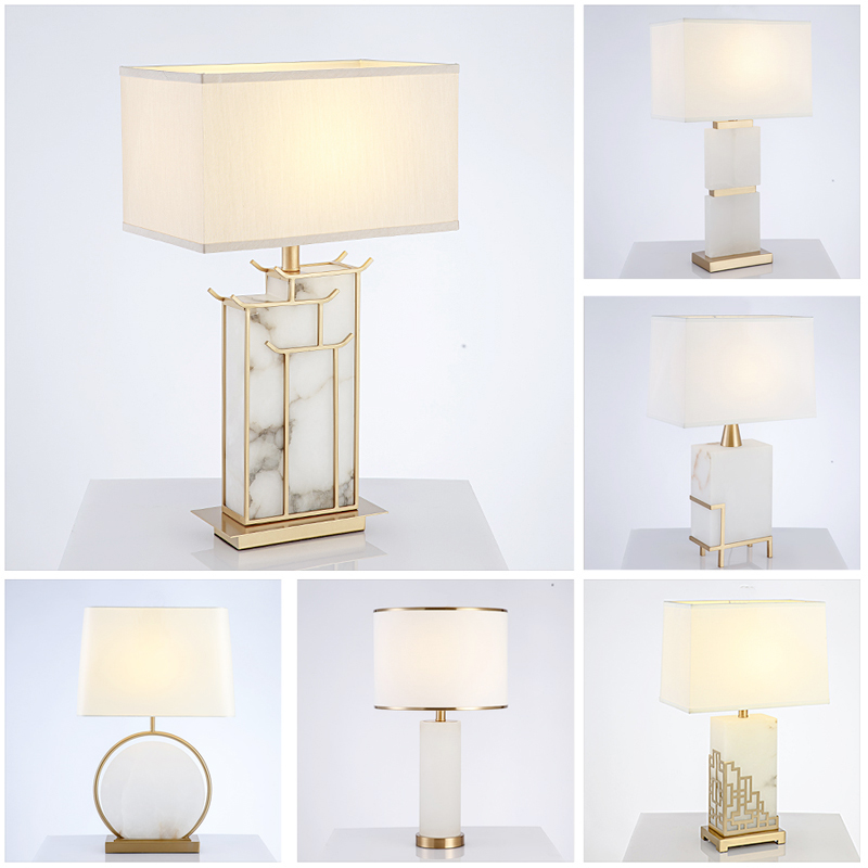 全铜现代简约轻奢大理石台灯创意个性高档酒店样板房卧室床头柜灯