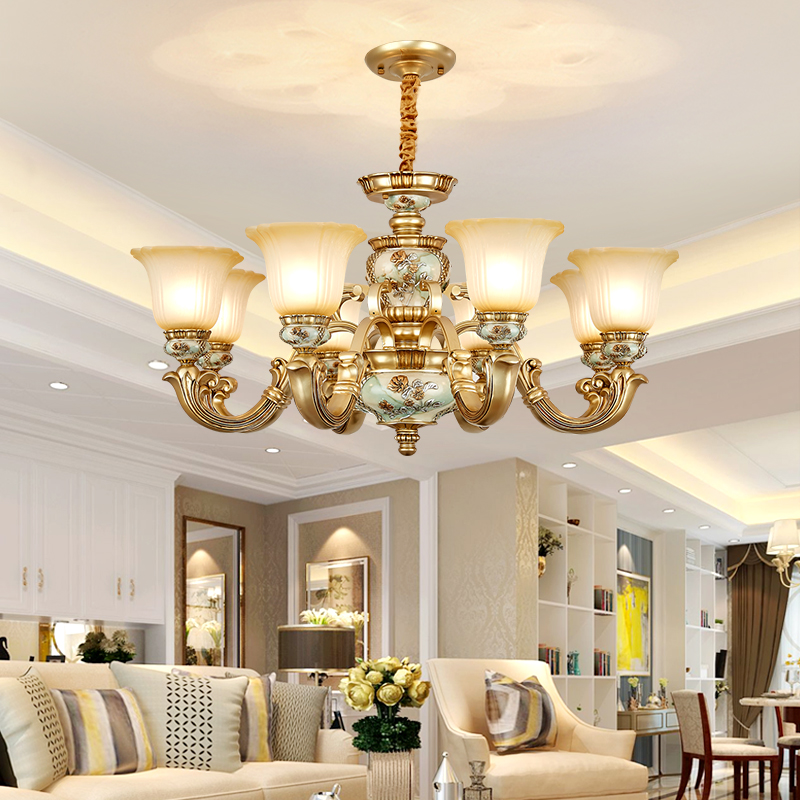 欧式客厅吊灯2025年新款奢华大气复古树脂灯藏式田园餐厅卧室灯具