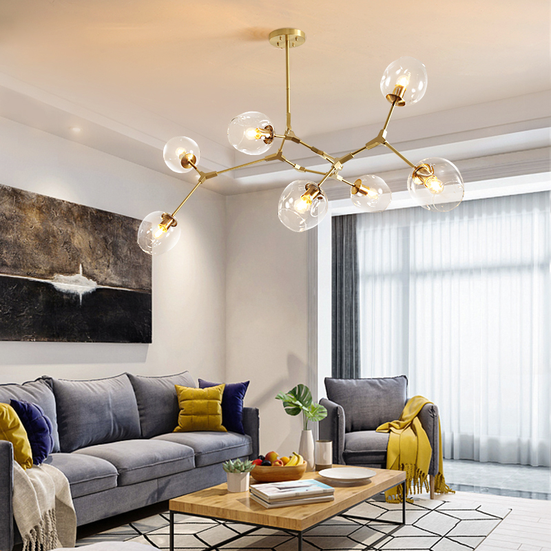 全铜客厅分子吊灯北欧现代简约轻奢餐厅卧室灯创意个性设计师灯具