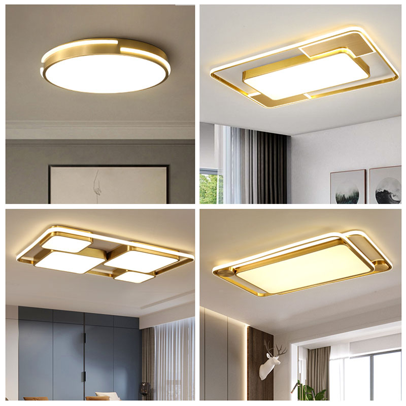 全铜客厅吸顶灯2025年新款简约现代轻奢led卧室餐厅书房护眼灯具