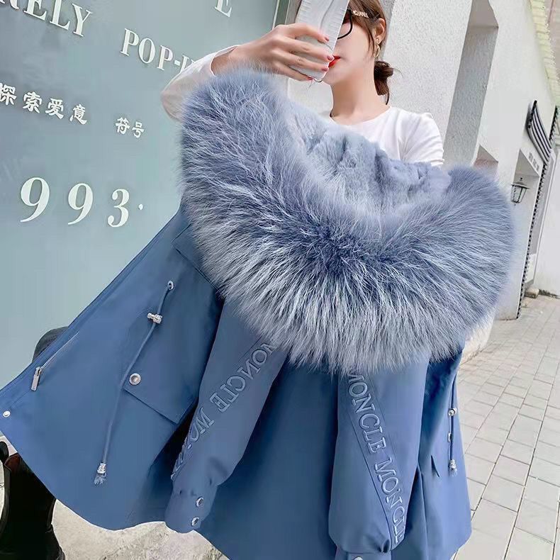 波司澄羽绒服一衣三穿派克服新款2023羽绒棉服女韩版大毛领棉衣冬