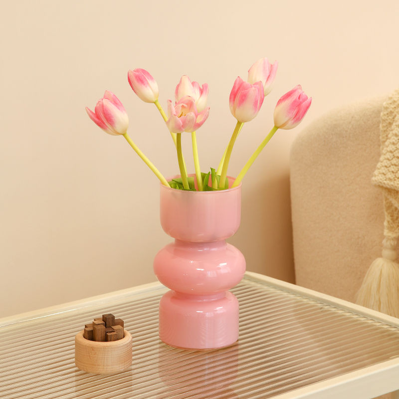 中古轻奢玻璃花瓶家居假花仿真花装饰品客厅插花水养鲜花桌面摆件