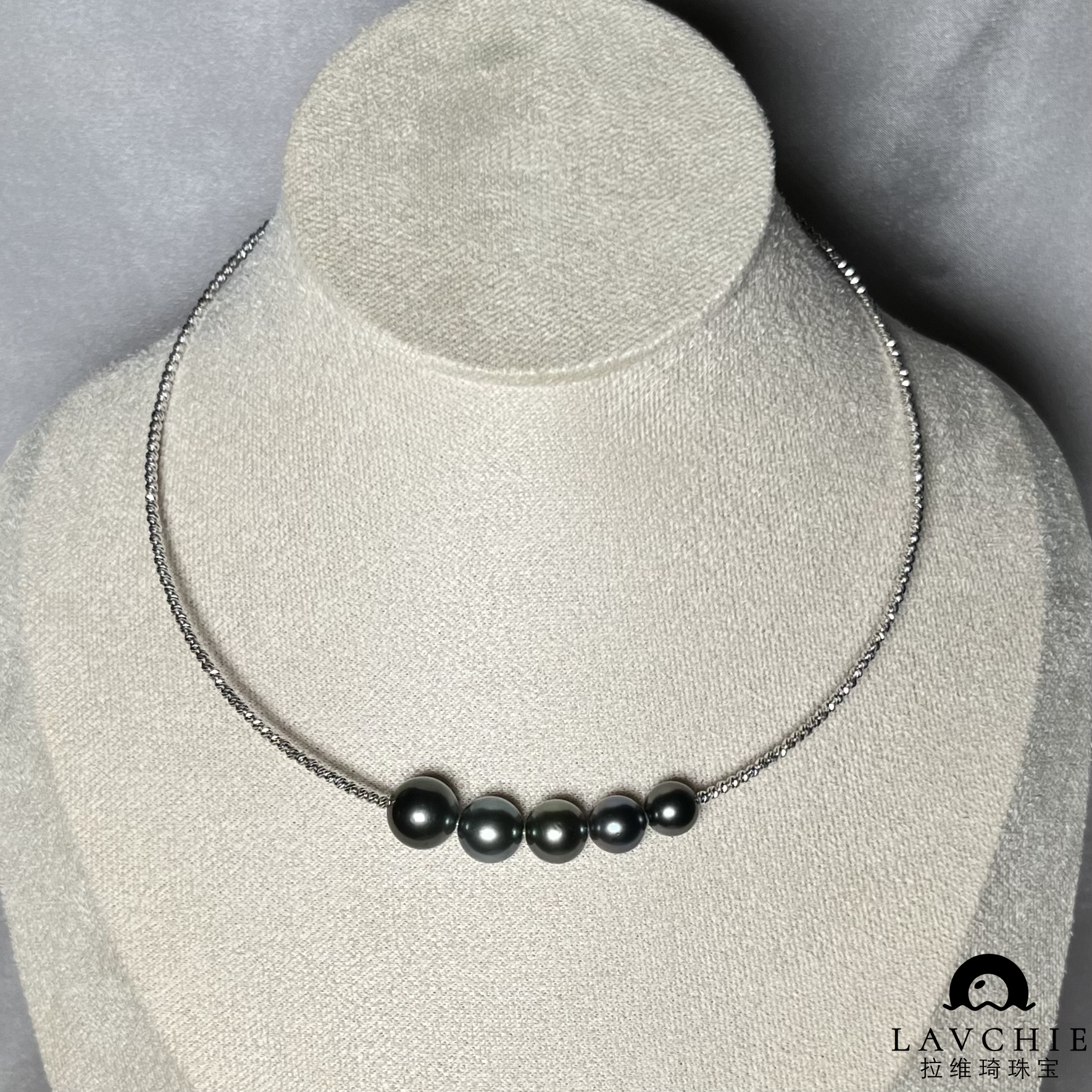 拉维琦青云系列海水珍珠大溪地极高品相18K白豆豆链项圈时尚经典