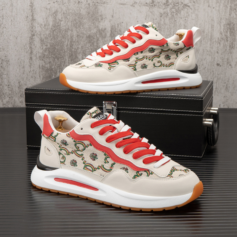 NY潮牌轻奢阿甘鞋男款秋冬时尚百搭内增高休闲鞋国潮印花厚底潮鞋