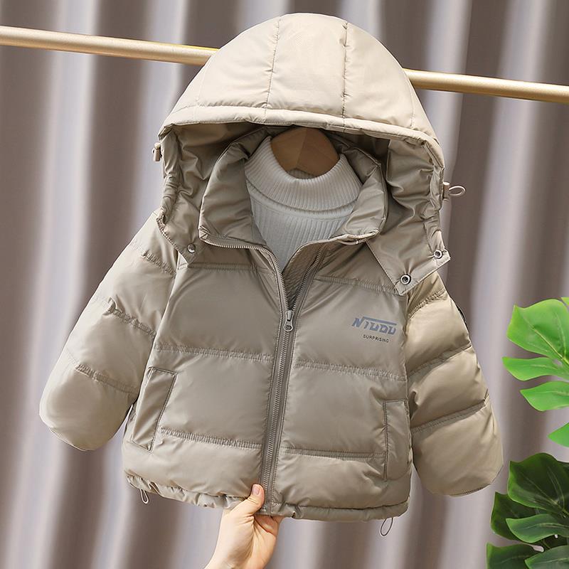 巴拉巴拉小童简约订标连帽加厚羽绒服男女童2024秋冬宝宝棉衣服儿