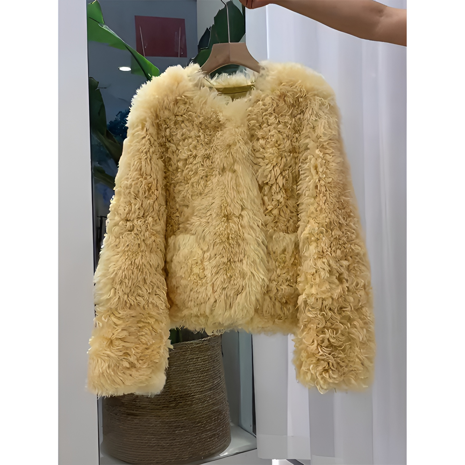 高级感小香风毛茸茸上衣女冬季2023年新款高端轻奢羊羔绒毛毛外套