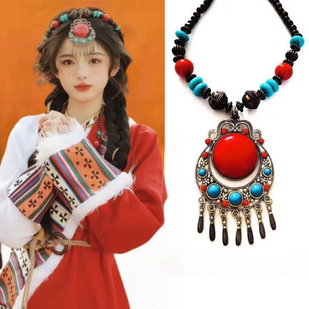 非金属木质项链 民族饰品民族风项链藏族舞项链头饰舞蹈演出配饰