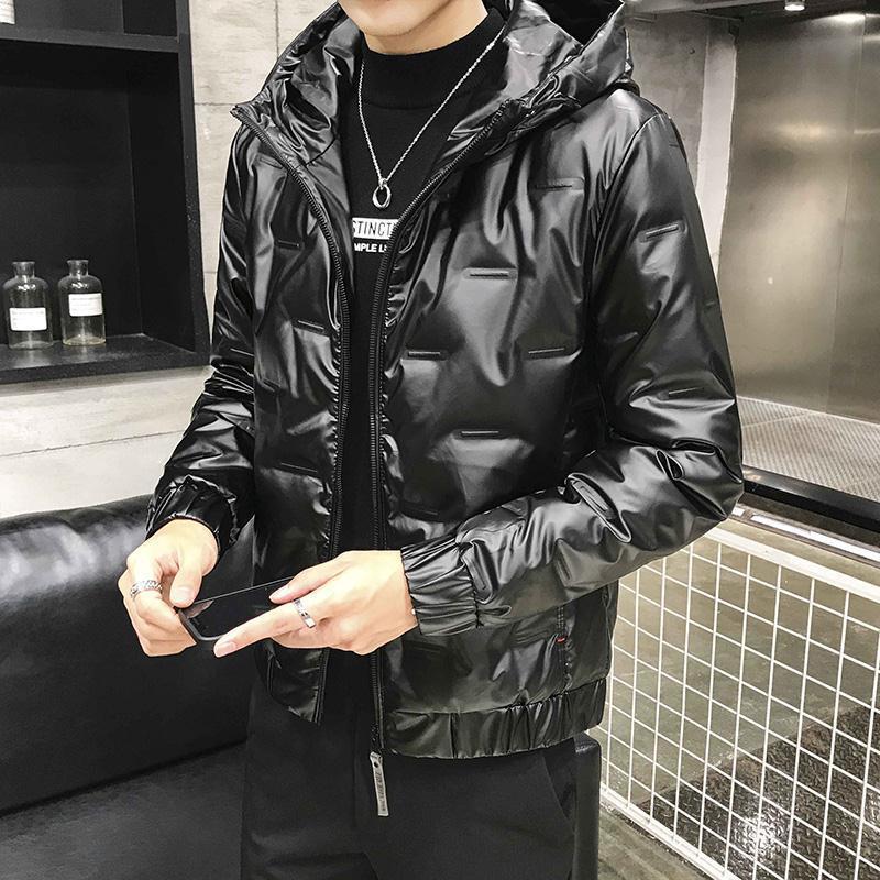 波司澄2023白鸭绒男士冬季新款亮面加厚保暖羽绒服短款潮流防寒连