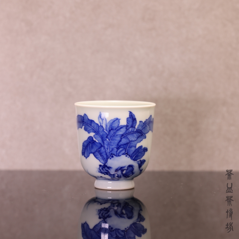 隐艺堂芭蕉杯陶瓷纯手工主人杯手绘全手工花纹铃铛杯