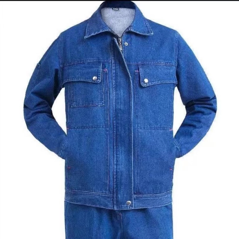 牛仔电焊工作服套装男女长袖焊工防烫耐磨劳保工地加厚套装04