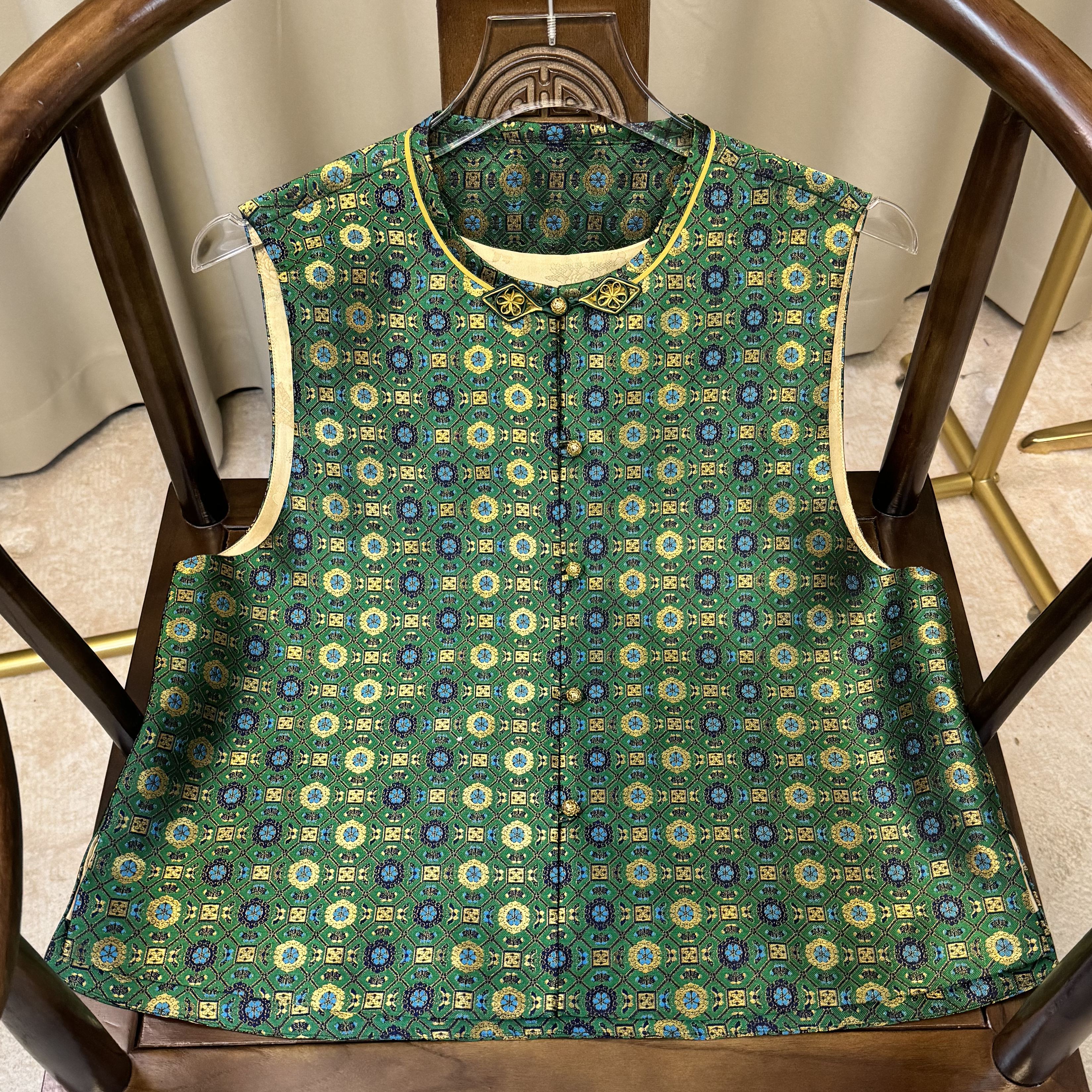 【绿四达】上久楷四重纬新中式新国风宋锦马甲百搭清新时尚潮气质