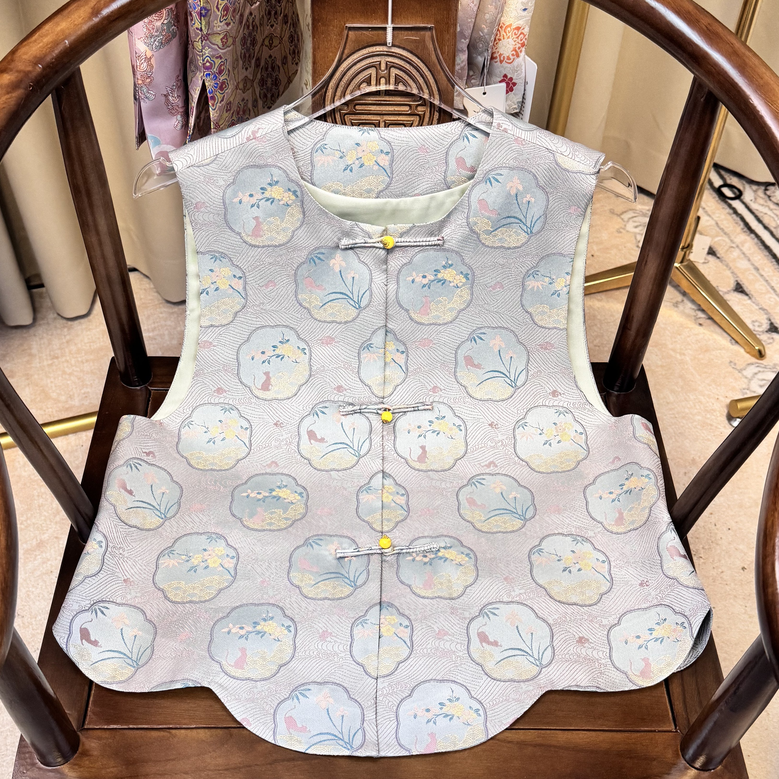 【猫系兰花】吴罗新中式国风宋锦马甲上衣新国风春秋时尚气质