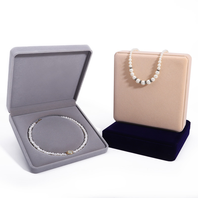 绒布首饰盒珍珠饰品盒吊坠项链包装盒珠宝首饰套装盒珍珠项链盒子