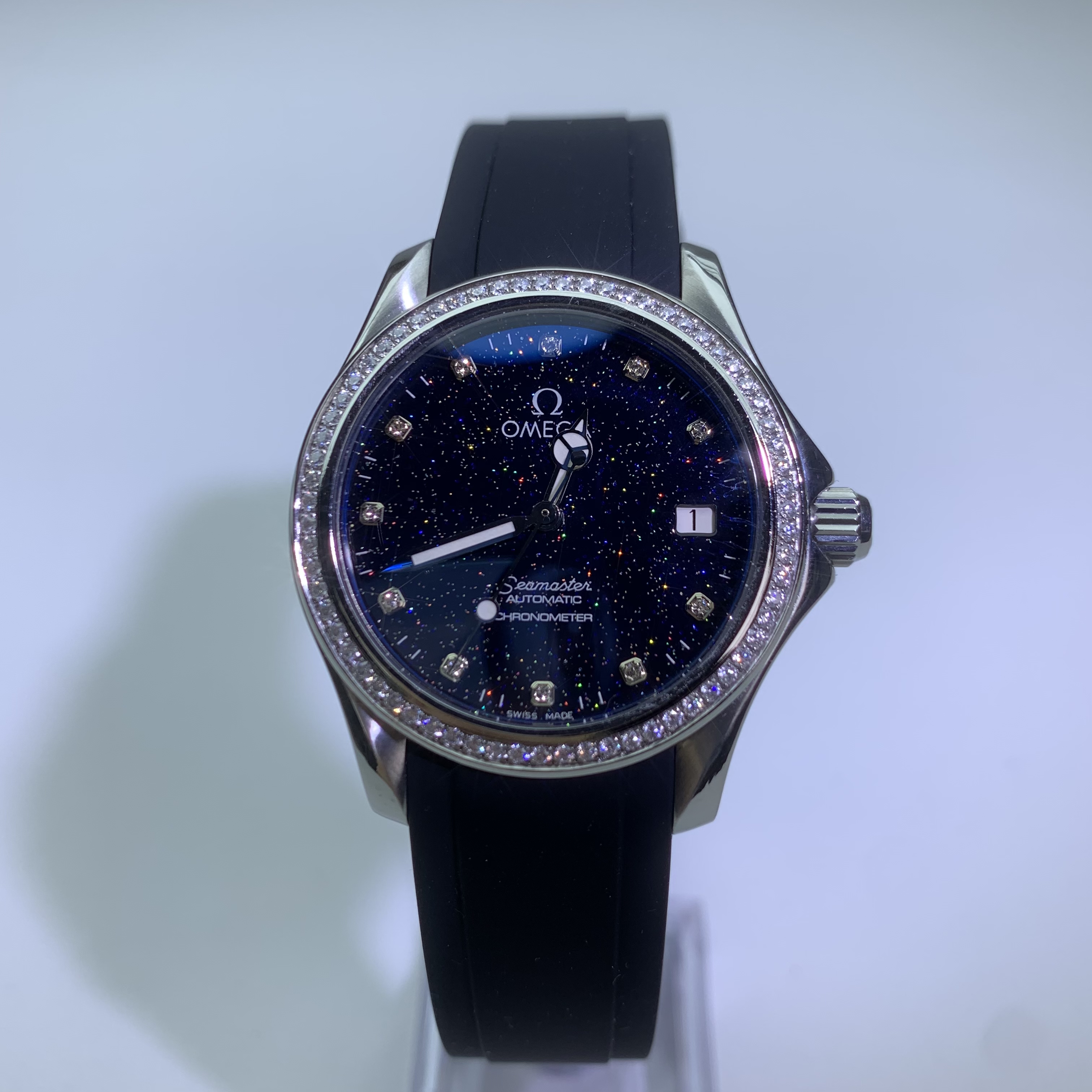 95新  欧米茄海马系列蓝星空 表径36mm 机械 后钻升级星空盘