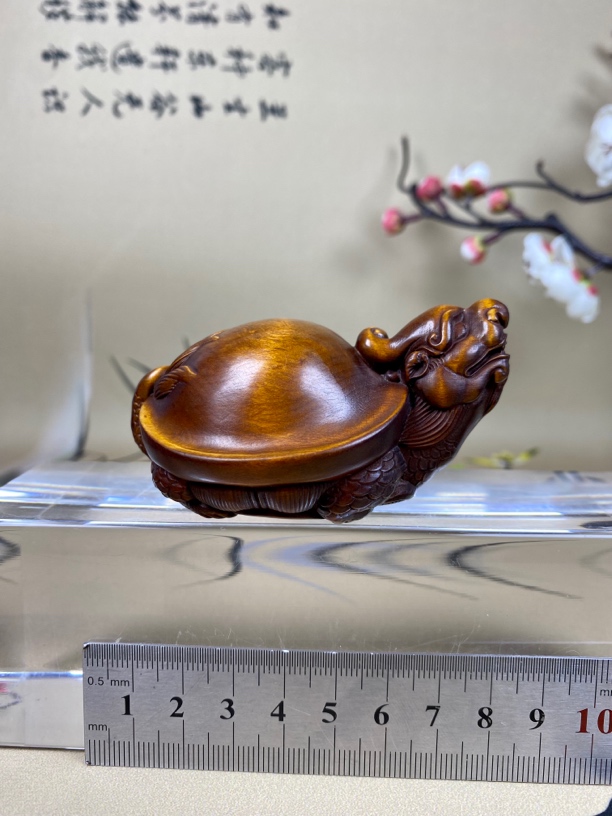 小叶黄杨木仿古做旧（长寿龟）木雕高度4.5长度8