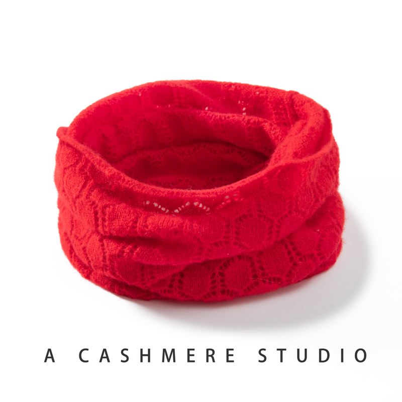 新品体验价  秋冬新款镂空山羊毛围脖纯色套头针织脖套女