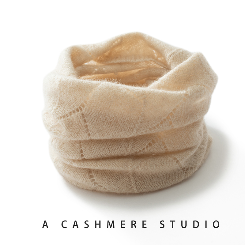 新品体验价  秋冬新款镂空羊绒围脖纯色套头针织脖套