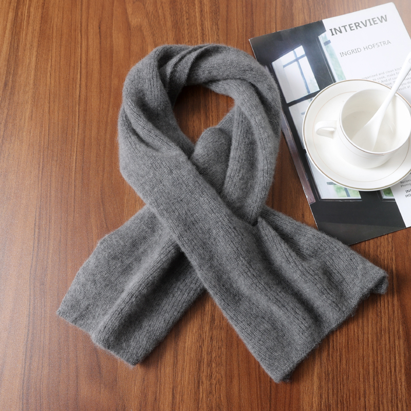 韩版纯100纯羊毛围巾冬季男女纯色简约加厚百搭保暖秋冬围脖舒适