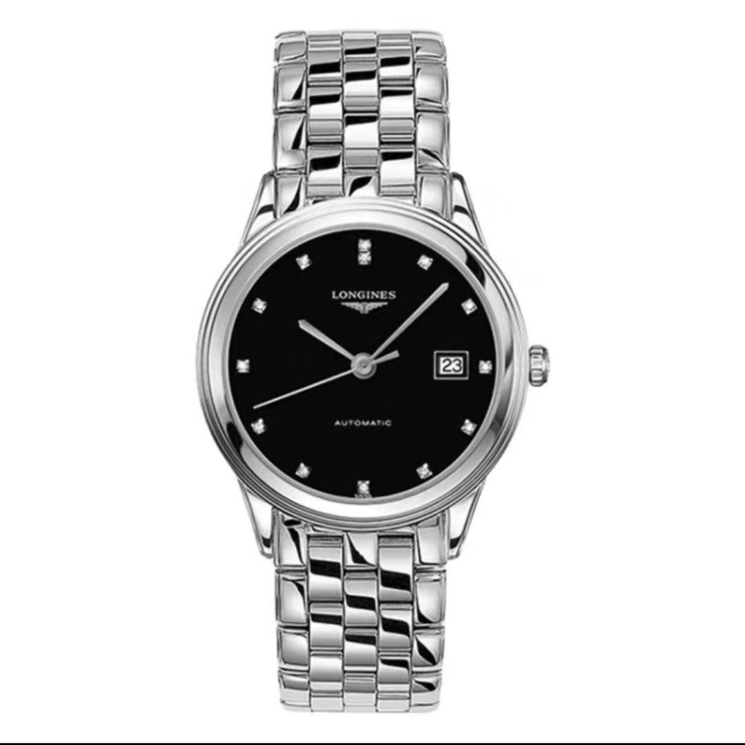 99新 Longines/浪琴 L4.874.4.57.6/军旗系列黑盘原镶钻/表径38.5