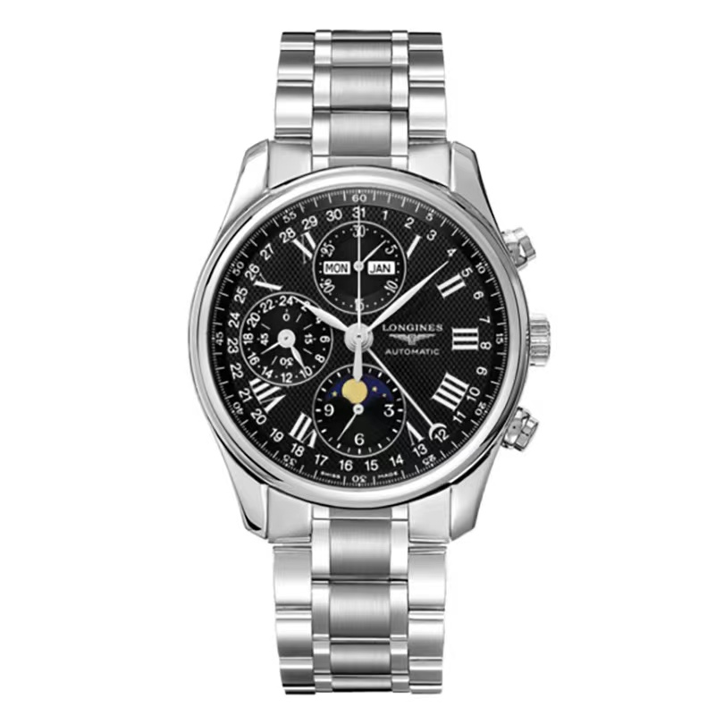 99新 Longines/浪琴 L2.673.4.51.6/名匠八针月相黑盘/表径40