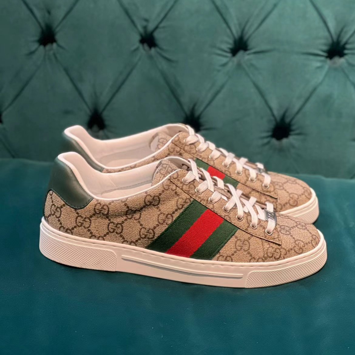 全新未使用 GUCCI/古驰 老花ACE板鞋/男女同款GG运动帆布鞋760775