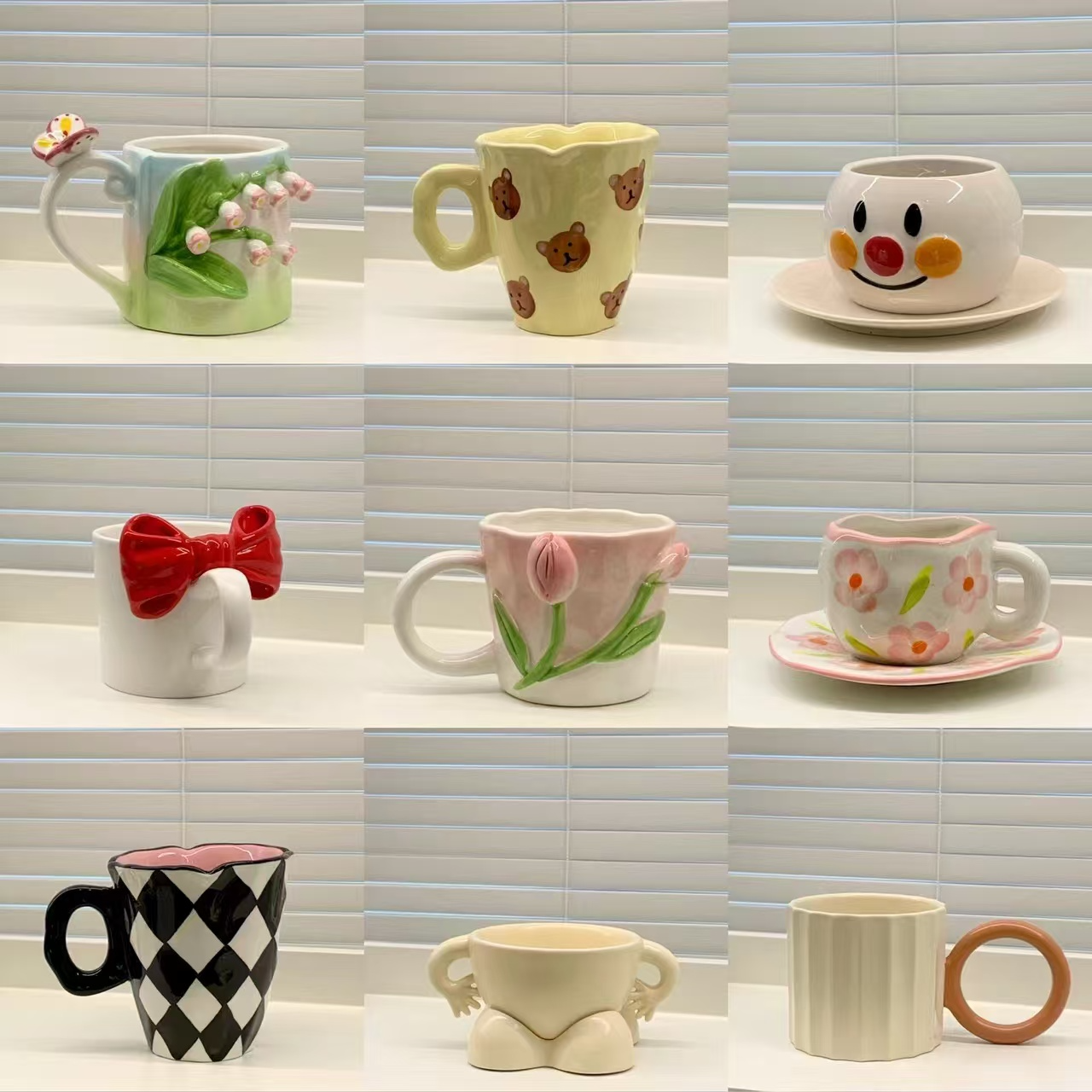 瓷爱小馆【001-200微瑕】家用釉下彩陶瓷杯/咖啡杯/早餐杯/牛奶杯