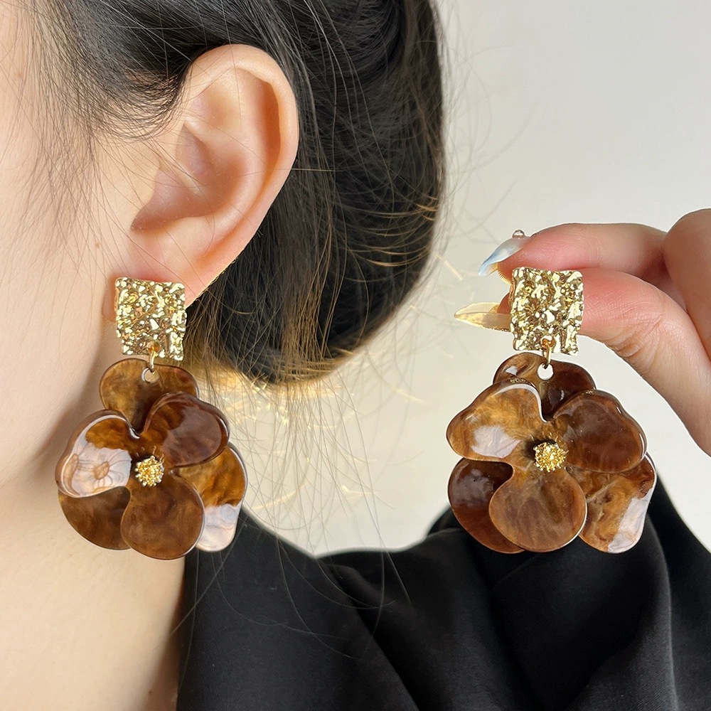 铜合金耳饰 MD进进精选【花开浪漫】2024时尚幂幂同款气质百搭耳环