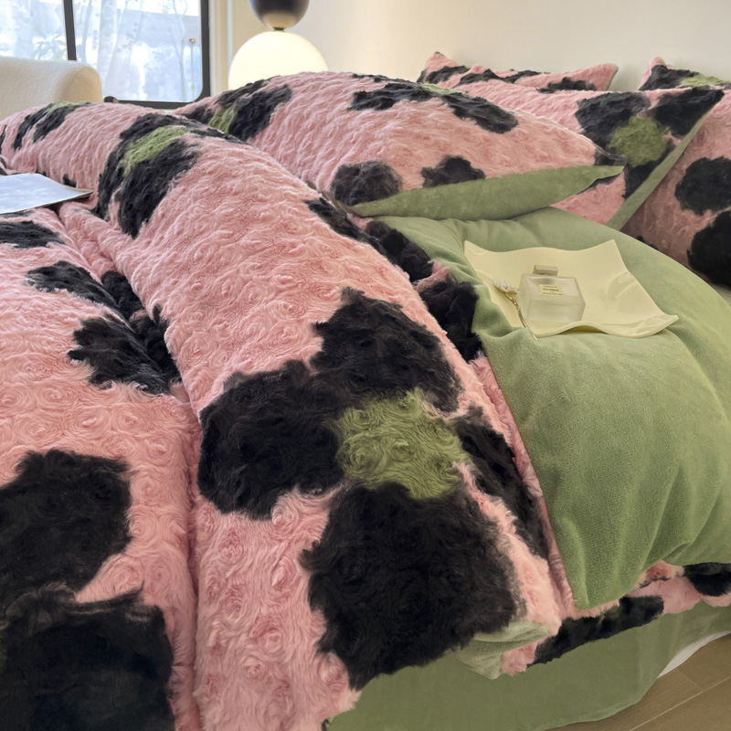 【小扬哥优选】冬季加厚牛奶珊瑚绒床上四件套加绒床品法兰兔绒面