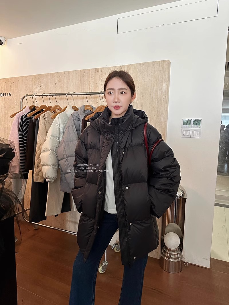 widelia2023FW 连帽厚款保暖羽绒服女宽松显瘦中长款面包服932023