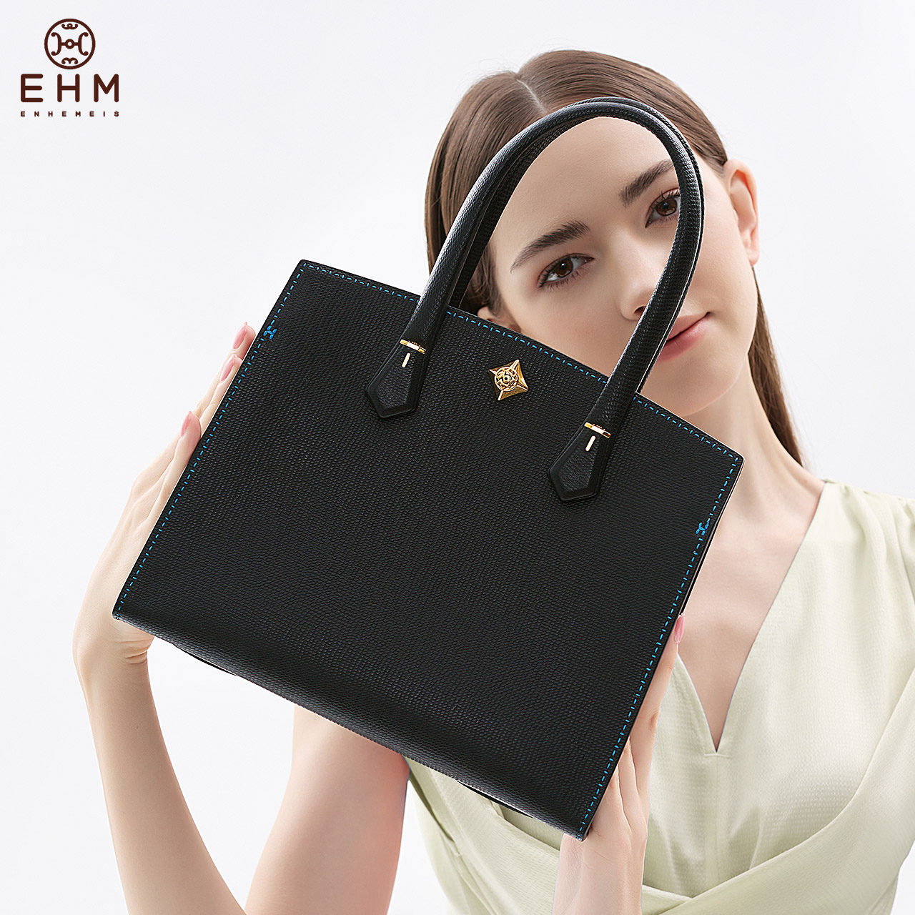 EHM 典藏兰舒系列芝麻纹高奢原创手提包简约百搭手包高级感女包包