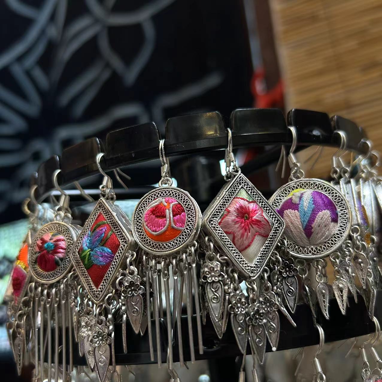 非金属布艺耳饰 四两民族风手工老绣耳环（直播选花色）