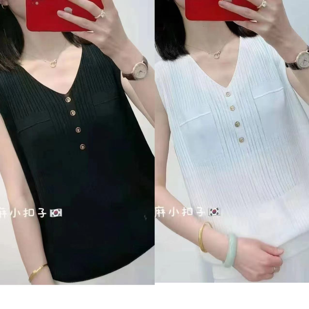 V领冰麻 小 背心