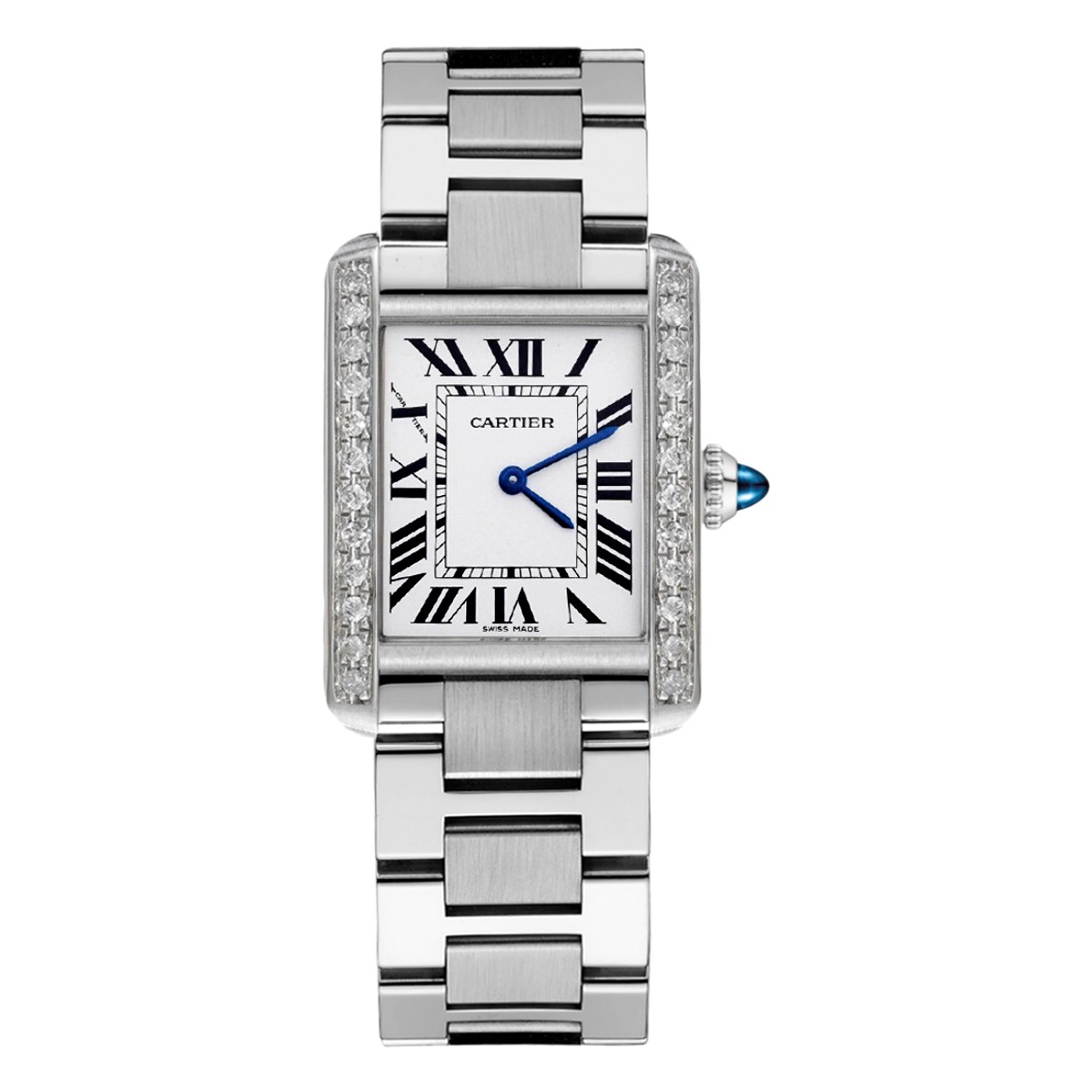99新 Cartier/卡地亚 坦克W5200013腕表/后镶钻/钢带石英solo