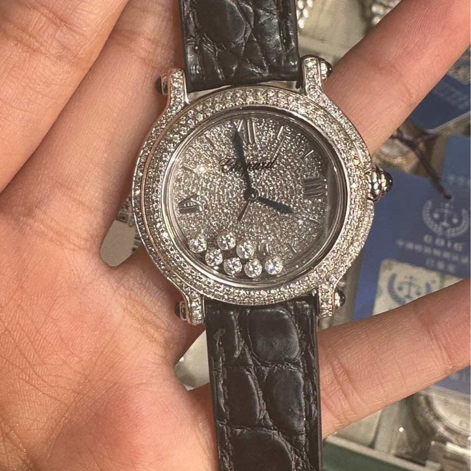 99新 Chopard/萧邦 HAPPY DIAMONDS系列278236/后镶钻/WHT019425