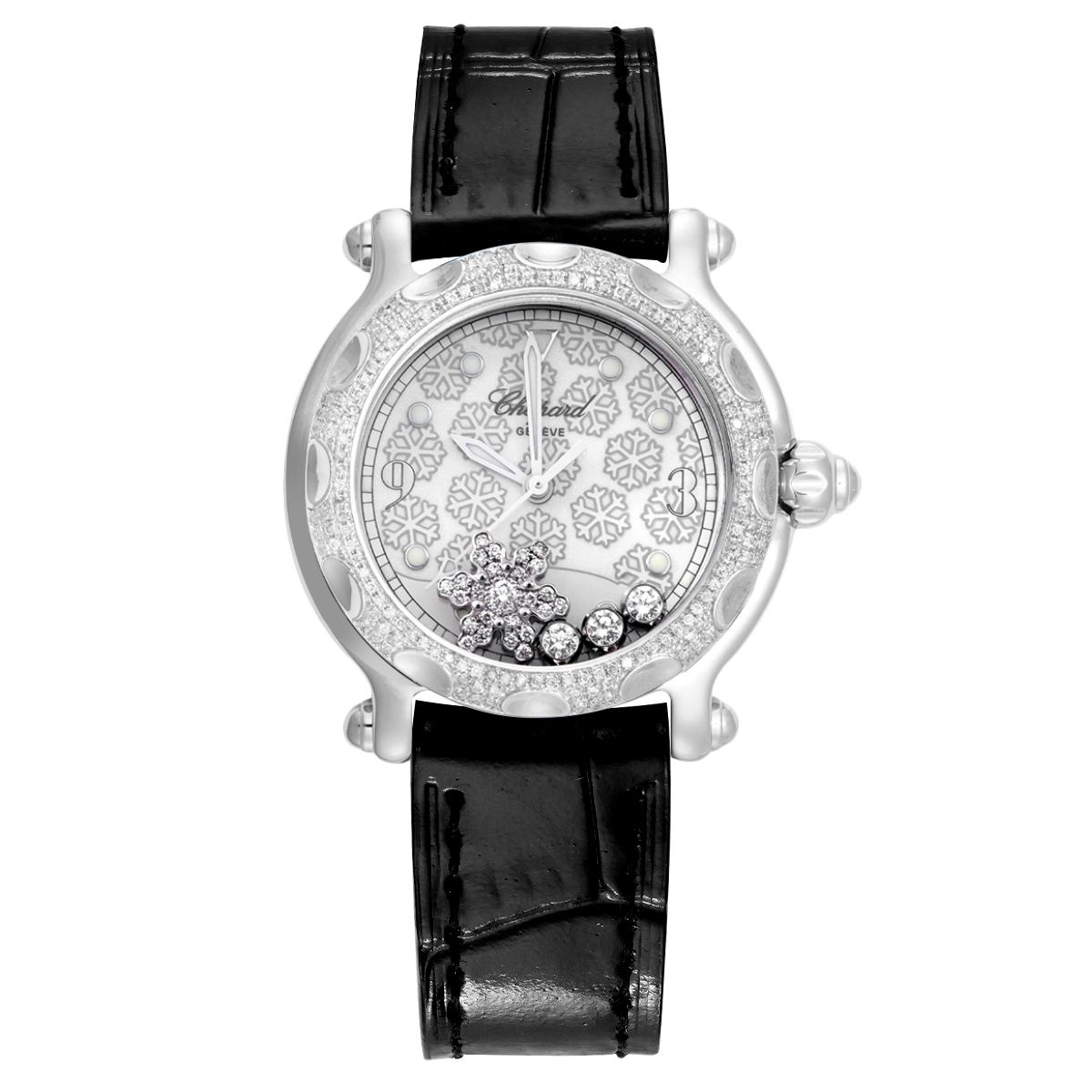 99新 Chopard/萧邦 278236雪花盘32mm精钢腕表/后钻/WHT015301