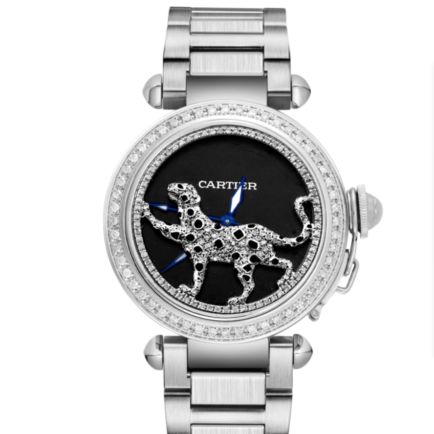 99新 Cartier/卡地亚 帕莎自动机械腕表/黑盘后圈钻/WHT021582