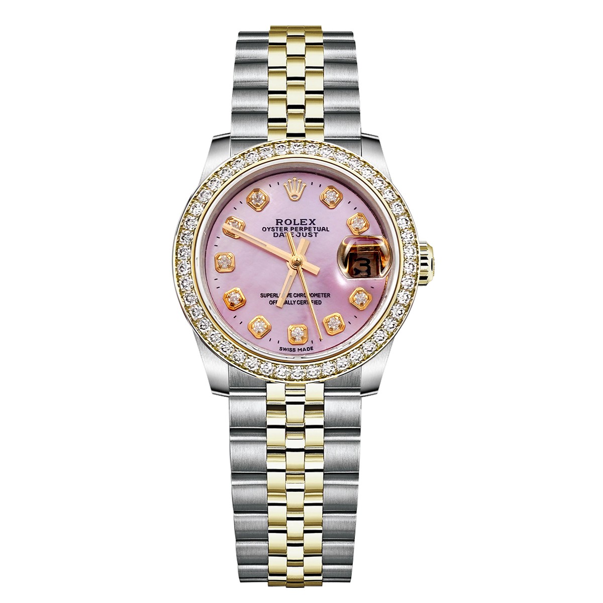 95新 Rolex/劳力士 系列69173粉贝母腕表/间金后钻/WHP018000